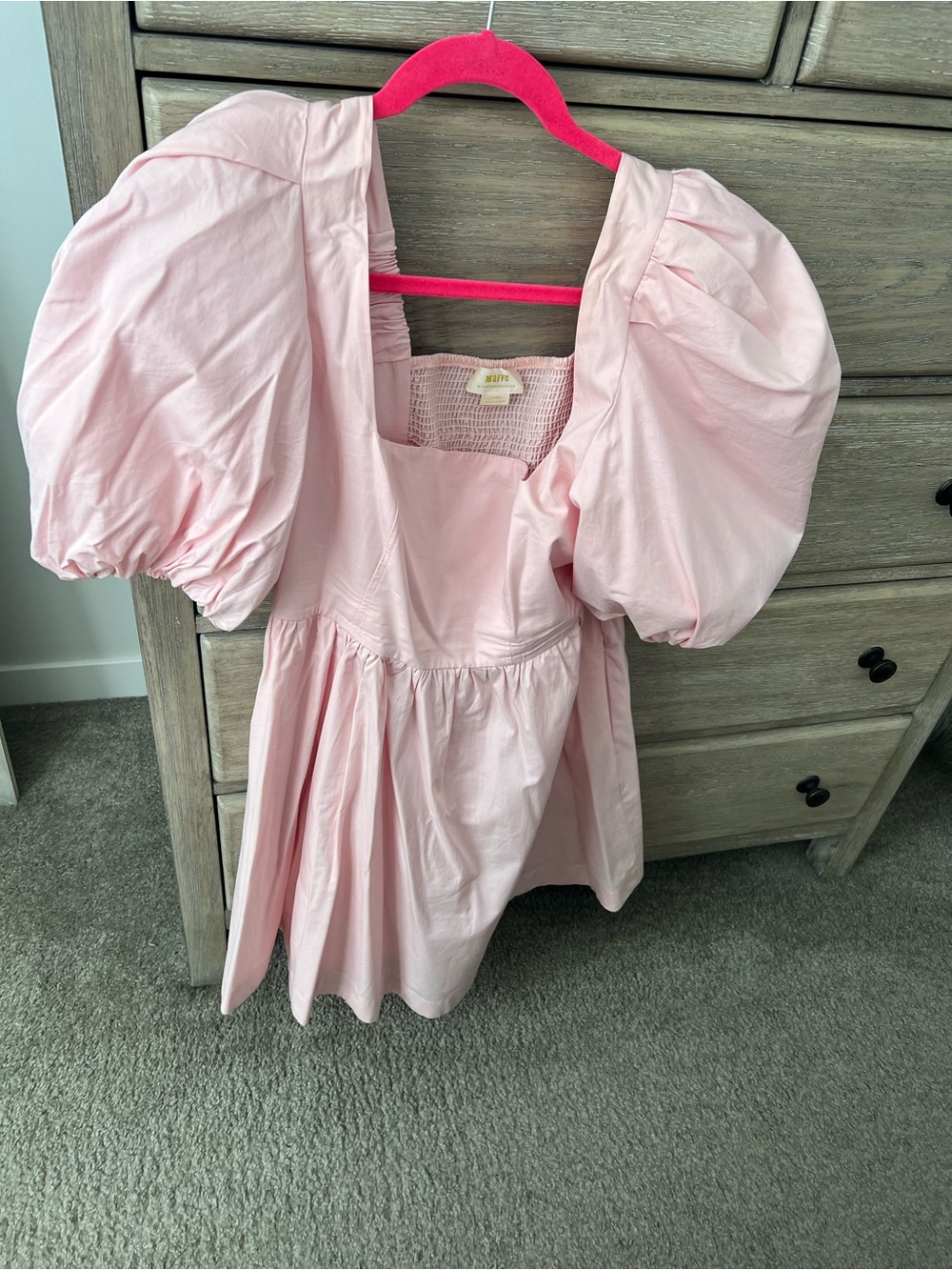 Maeve Anthropologie Soft Pink Puff-Sleeve Dress